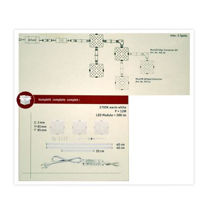 Paulmann 70710 - KIT 3xLED/3,3W Möbelbelysning med en sensor SOFTPAD 230V 2700K
