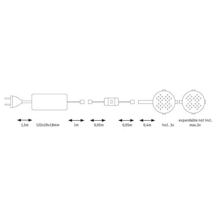 Paulmann 70711 - KIT 3xLED/2,8W Möbelbelysning med en sensor SOFTPAD 230V 2700K