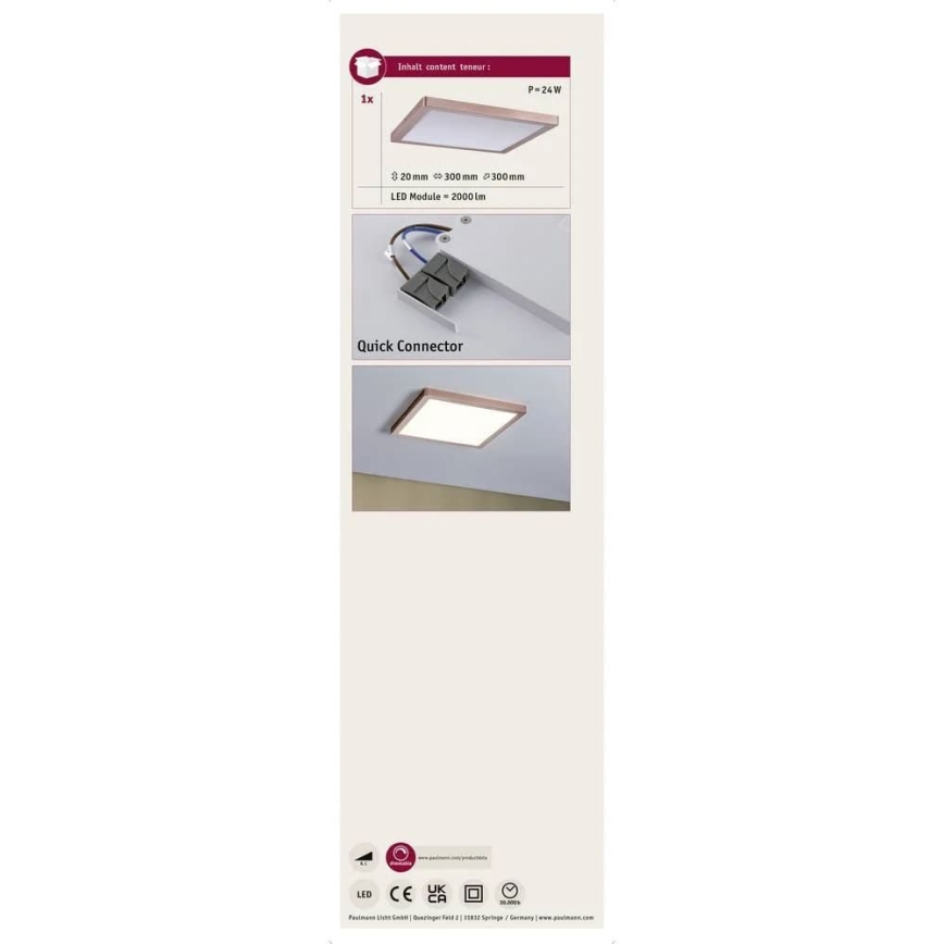 Paulmann 70873 - LED/24W Ljusreglerad panel ATRIA 230V 2700K 30x30 cm Roséguld