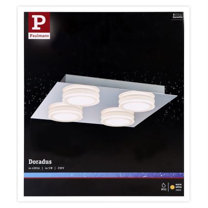 Paulmann 70875 - 4xLED/5W IP23 badrumstakbelysning  DORADUS 230V