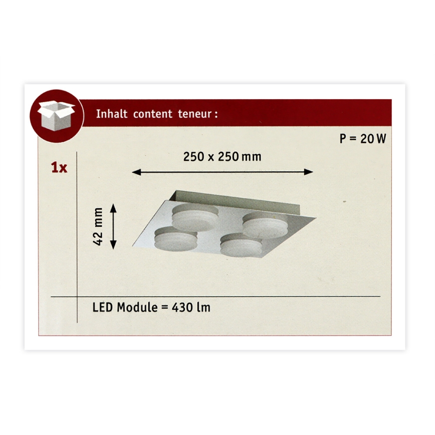 Paulmann 70875 - 4xLED/5W IP23 badrumstakbelysning  DORADUS 230V