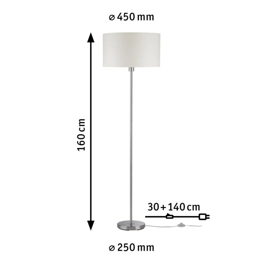 Paulmann 70922 - 1xE27/60W Golvlampa TESSA 230V
