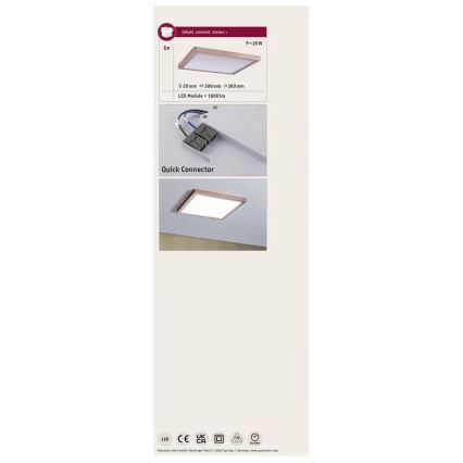 Paulmann 70941 - LED/20W Fäst panel ATRIA 230V 4000K 30x30 cm Roséguld