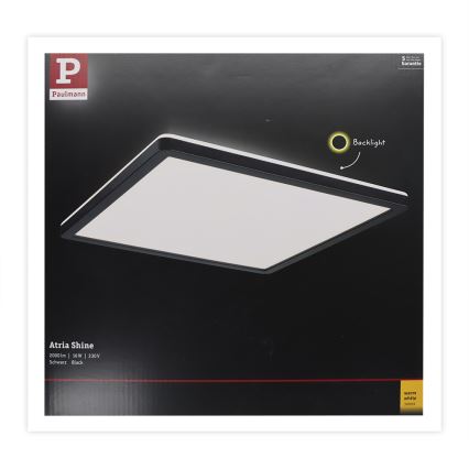 Paulmann 71001 - LED/16W Fäst panel ATRIA 230V 3000K 29,3x29,3 cm svart