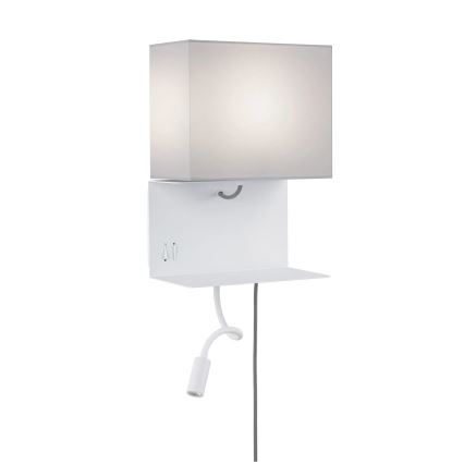 Paulmann 78913 - LED/2,5W + 1xE27/40W Vägglampa med hylla och USB MERANI 230V vit