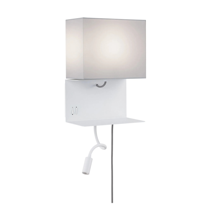 Paulmann 78913 - LED/2,5W + 1xE27/40W Vägglampa med hylla och USB MERANI 230V vit