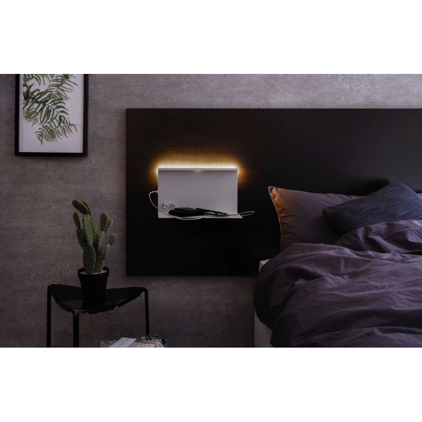 Paulmann 78919 - LED/4,5W Ljusreglerad belysning med hylla och USB + LED/1,6W 230V