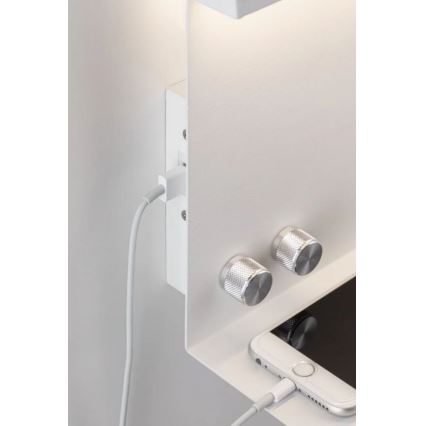 Paulmann 78919 - LED/4,5W Ljusreglerad belysning med hylla och USB + LED/1,6W 230V