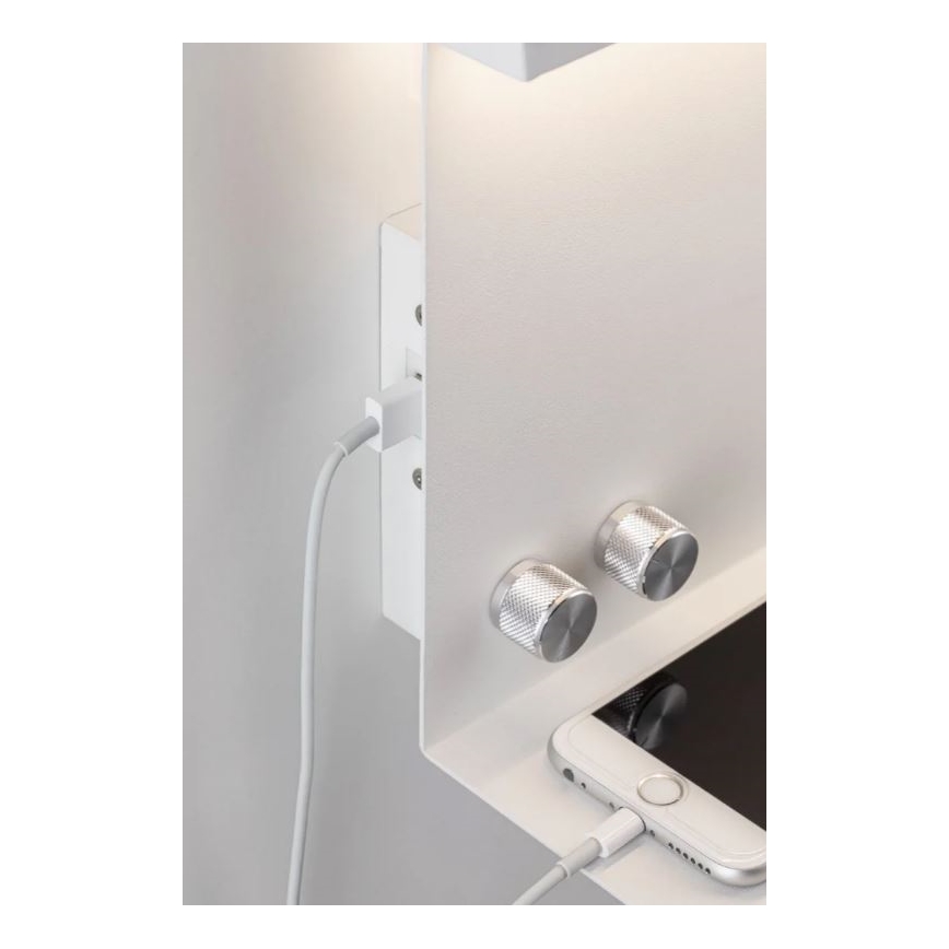 Paulmann 78919 - LED/4,5W Ljusreglerad belysning med hylla och USB + LED/1,6W 230V