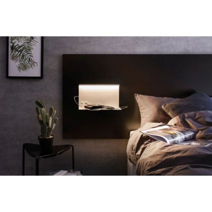 Paulmann 78919 - LED/4,5W Ljusreglerad belysning med hylla och USB + LED/1,6W 230V