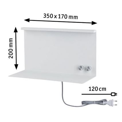 Paulmann 78919 - LED/4,5W Ljusreglerad belysning med hylla och USB + LED/1,6W 230V