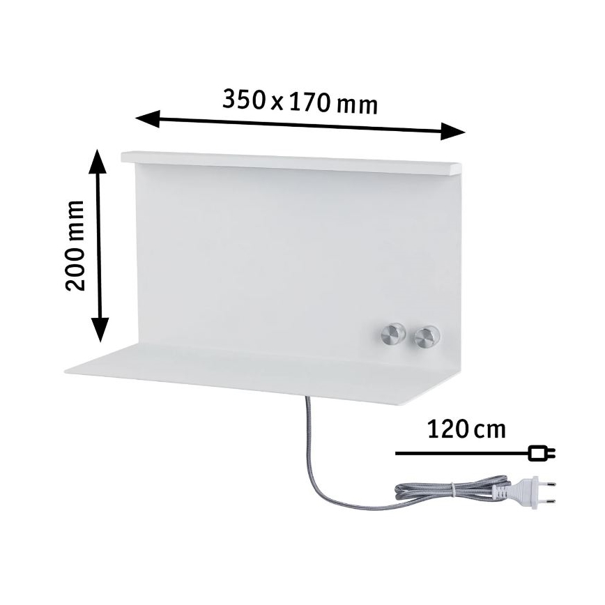 Paulmann 78919 - LED/4,5W Ljusreglerad belysning med hylla och USB + LED/1,6W 230V