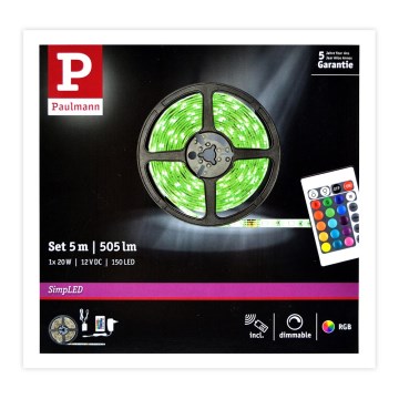 Paulmann 78978 - LED RGB/20W Dimbar ljusslinga SIMPLED 5m 230V + Fjärrstyrd
