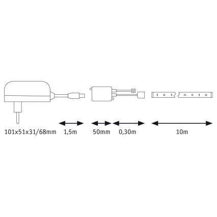 Paulmann 78980 - LED RGB/28W Dimbar ljusslinga SIMPLED 10m 230V + Fjärrstyrd