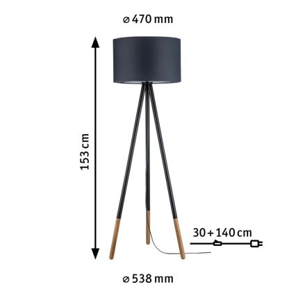 Paulmann 79633 - 1xE27/20W Golvlampa RURIK 230V