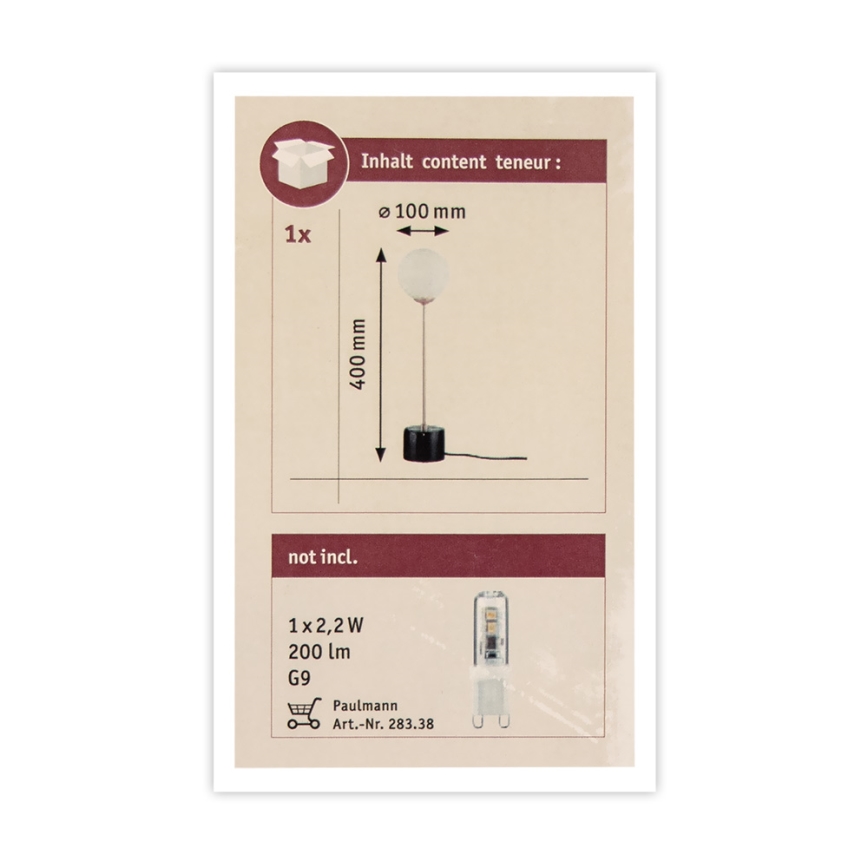 Paulmann 79662 - 1xG9/10W Bordslampa NEORDIC MOA 230V
