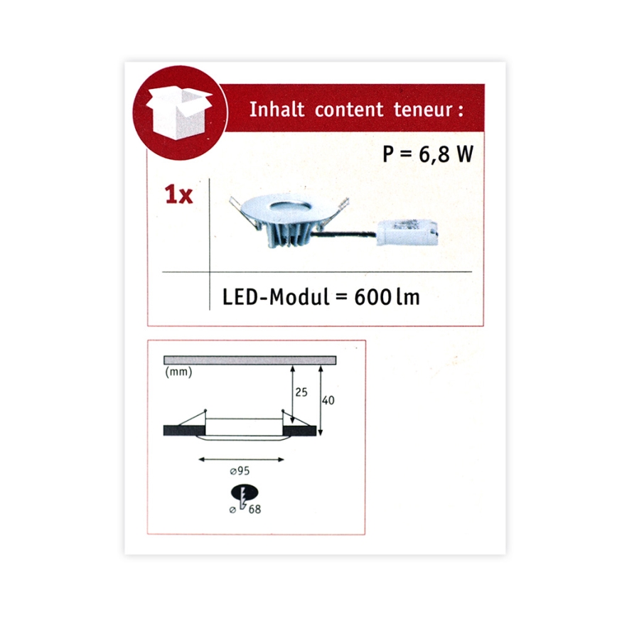 Paulmann 79668 - LED/5,3W IP44 infälld Badrumbelysning Hem 230V