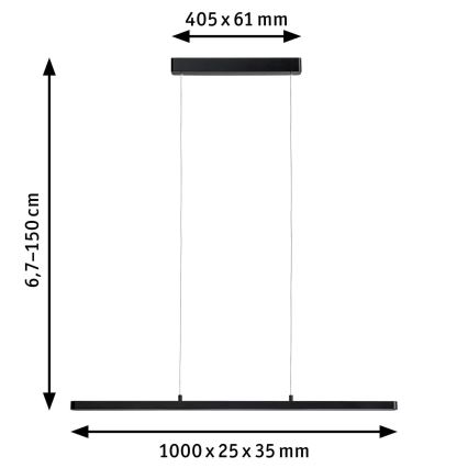 Paulmann 79693 - LED/42W Ljusreglerad ljuskrona på snöre LENTO 230V svart