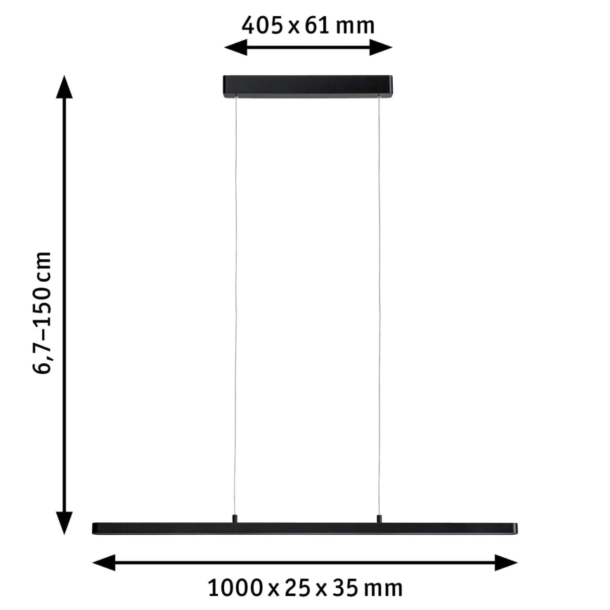 Paulmann 79693 - LED/42W Ljusreglerad ljuskrona på snöre LENTO 230V svart