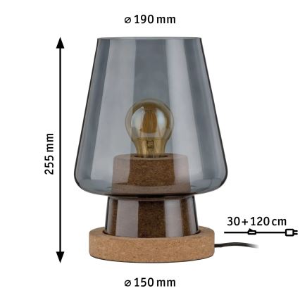 Paulmann 79736 - 1xE27/20W Bordslampa IBEN 230V rökfärgad