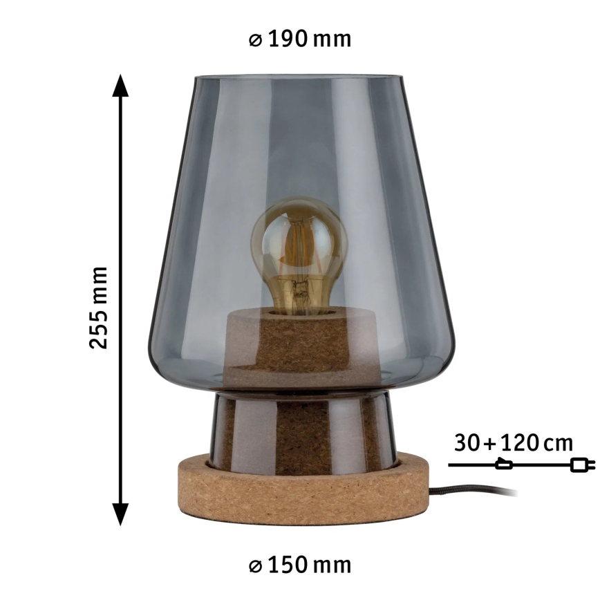 Paulmann 79736 - 1xE27/20W Bordslampa IBEN 230V rökfärgad
