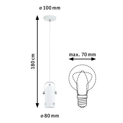 Paulmann 79767 - LED RGBW 1xE27/15W LAVEA pendel med vajer 230V vit
