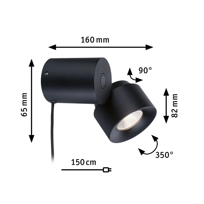Paulmann 79776 - LED/3W Ljusreglerad vägglampa 2i1 PURIC PANE 230V
