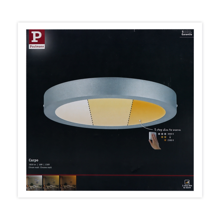 Paulmann 79798 - LED/16W Taklampa CARPO 230V 2300/2500/3000K