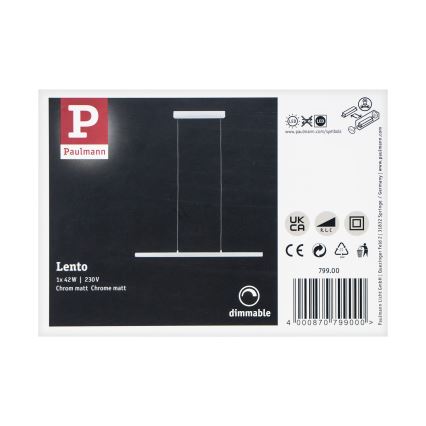 Paulmann 79900 - LED/42W Ljusreglerad ljuskrona på snöre LENTO 230V matt krom