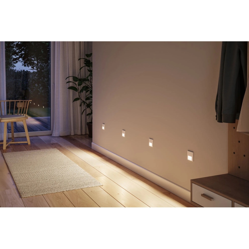 Paulmann 80002 - LED/1W Trappbelysning med sensor TSARO 230V Lead/vit