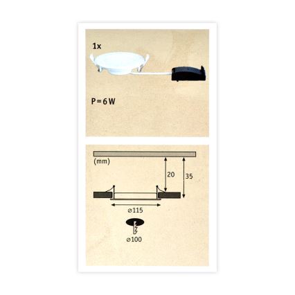 Paulmann 92061 - LED/6W IP44 Badrum Hängande Takbelysning QUALITY LINE 230V