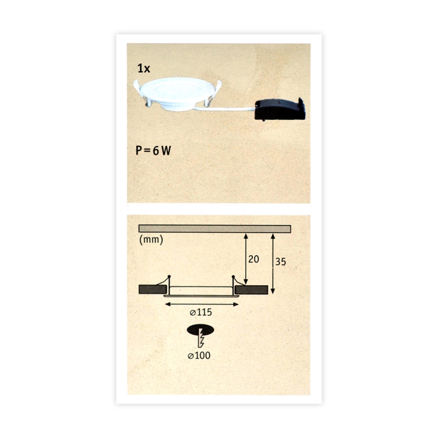 Paulmann 92061 - LED/6W IP44 Badrum Hängande Takbelysning QUALITY LINE 230V
