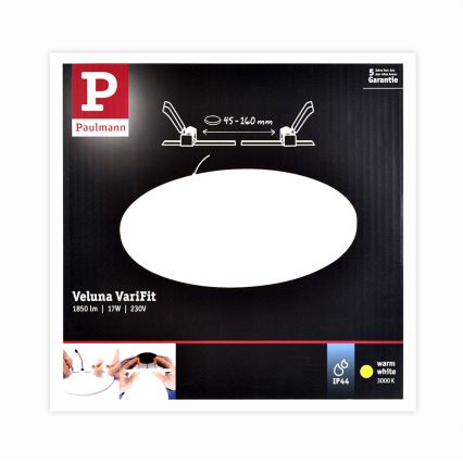 Paulmann 92389 - LED/17W IP44 infälld Badrumbelysning VARIFIT 230V