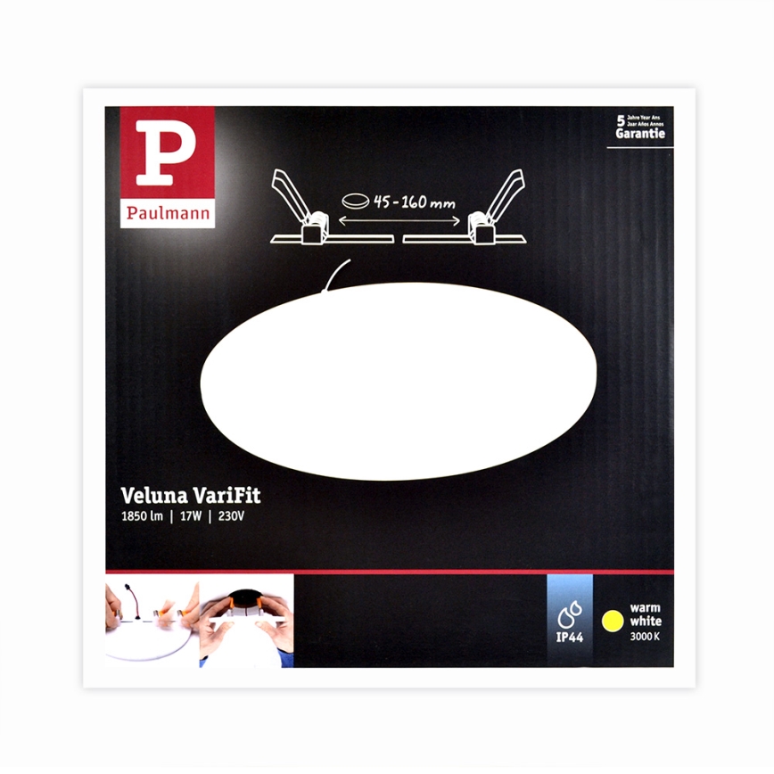 Paulmann 92389 - LED/17W IP44 infälld Badrumbelysning VARIFIT 230V