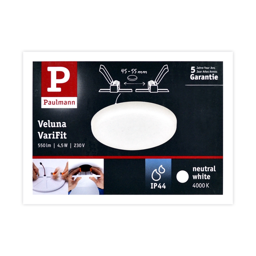 Paulmann 92390 - LED/4,5W IP44 infälld Badrumbelysning VARIFIT 230V