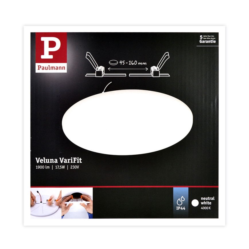 Paulmann 92392 - LED/17,5W IP44 infälld Badrumbelysning VARIFIT 230V