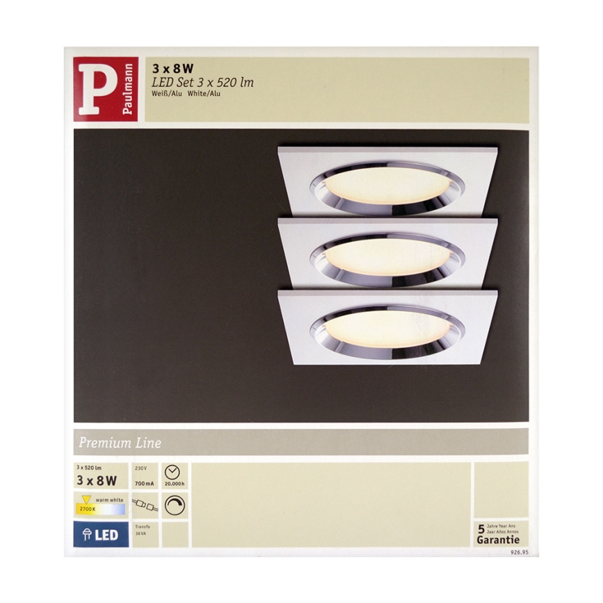 Paulmann 92695 - KIT 3xLED/8W Ljusreglerad upphängd taklampa DICE 230V