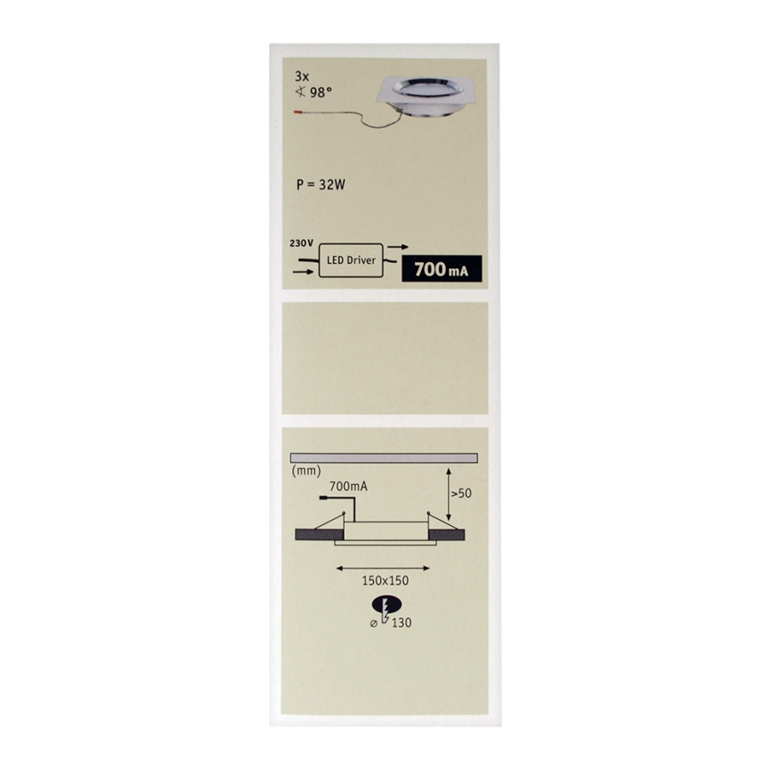 Paulmann 92695 - KIT 3xLED/8W Ljusreglerad upphängd taklampa DICE 230V