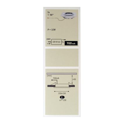 Paulmann 92695 - SET 3xLED/8W Dimbara infällda spotlights DICE 230V