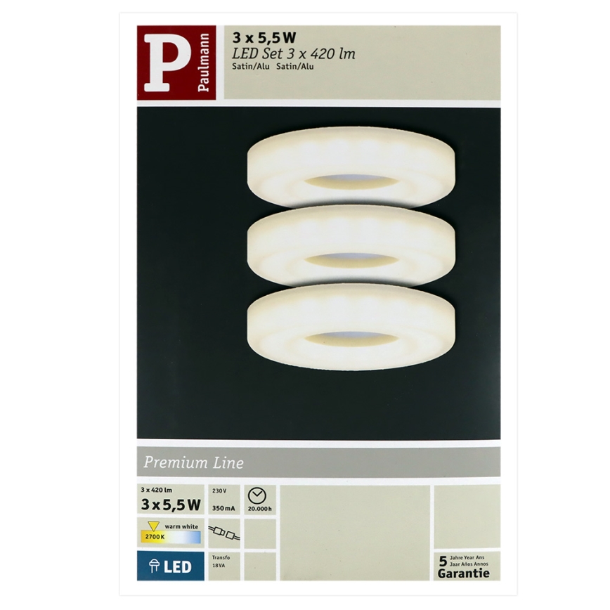 Paulmann 92704 - SET 3xLED/5,5W Hängande Takbelysning BAGEL 230V