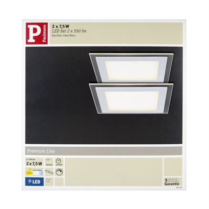 Paulmann 92706 - KIT 2xLED/7,5W Dimming upphängd taklampa DECODICE 230V