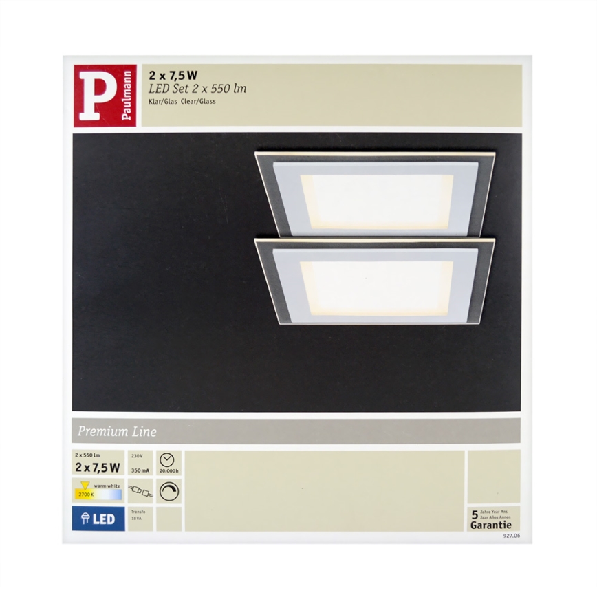 Paulmann 92706 - KIT 2xLED/7,5W Dimming upphängd taklampa DECODICE 230V