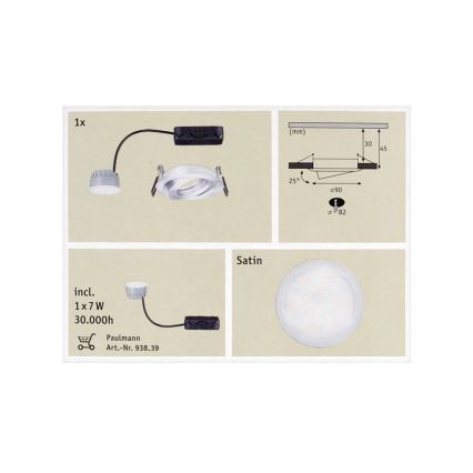 Paulmann 92832 - LED Dimbar Badrumsbelysning COIN 1xLED/7W/230V