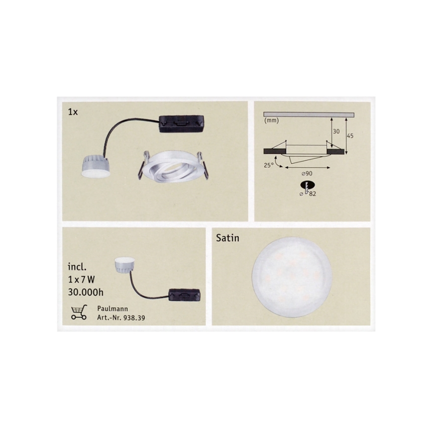 Paulmann 92832 - LED Dimbar Badrumsbelysning COIN 1xLED/7W/230V