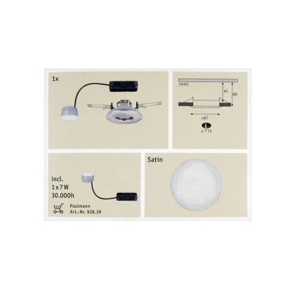Paulmann 92848 - LED/7W IP65 Badrumstaklampa COIN 230V