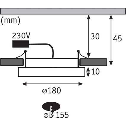 Paulmann 92935 - AREO LED/12W IP44 dimbar infälld badrumsarmatur 230V Ø 18 cm mattkrom