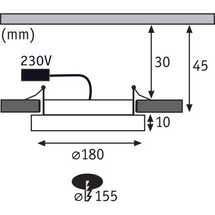 Paulmann 92946 - LED 11 W IP23 Infälld badrumsarmatur AREO 230V Ø 18 cm mattkrom