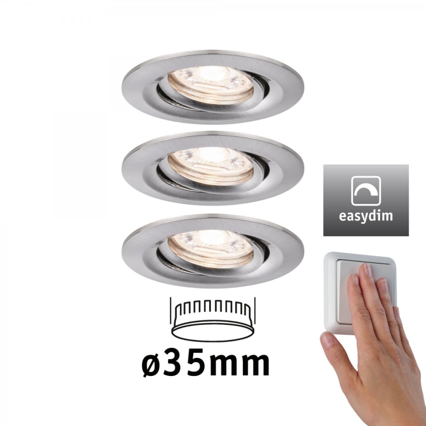 Paulmann 92973 - KIT 3xLED/4,2W IP23 Dimbar badrumsbelysning COIN 230V