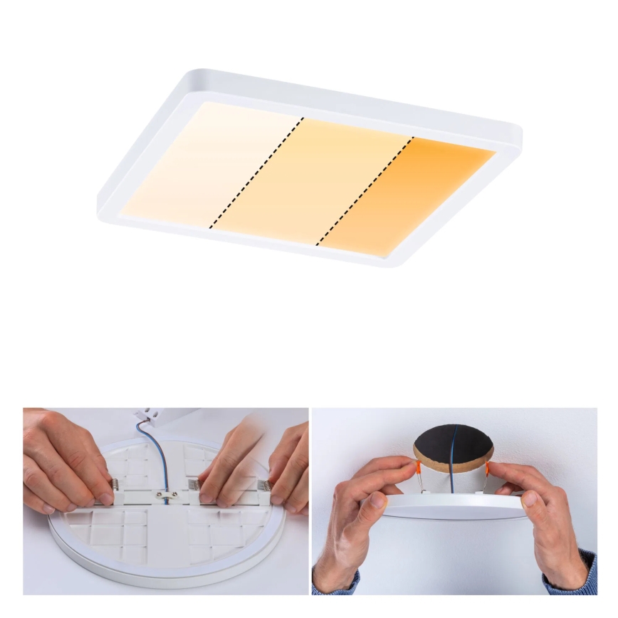 Paulmann 92993 - LED/13W IP44 infälld badrumsarmatur AREO 230V 2000/3000/4000K 17,5x17,5 cm vit