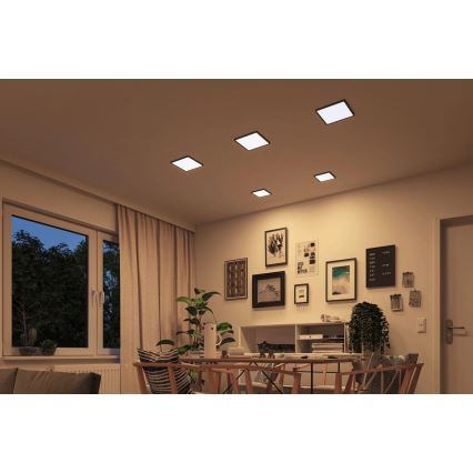 Paulmann 93101 - LED/13W IP44 Infälld takarmatur för badrum AREO 230V 2000/3000/4000K 17,5x17,5 cm svart